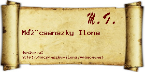 Mácsanszky Ilona névjegykártya